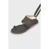 Gray tie sandals