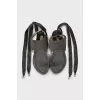 Gray tie sandals