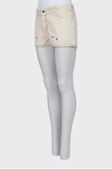 Denim shorts with metallic rhinestones