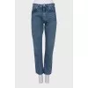 Blue jeans with asymmetric seams