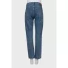 Blue jeans with asymmetric seams