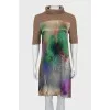 Knitted dress with silk insert
