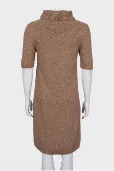 Knitted dress with silk insert