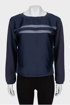 Blue sweatshirt with mesh inserts