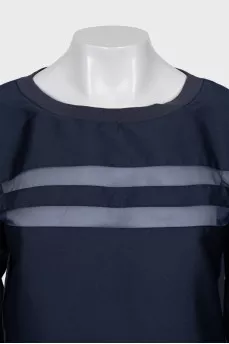 Blue sweatshirt with mesh inserts