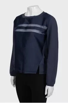 Blue sweatshirt with mesh inserts