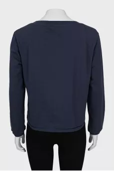 Blue sweatshirt with mesh inserts