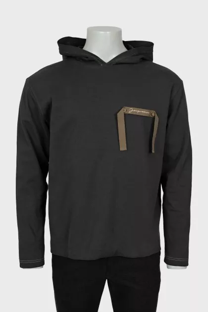 Men's gray hoodie with signature logo