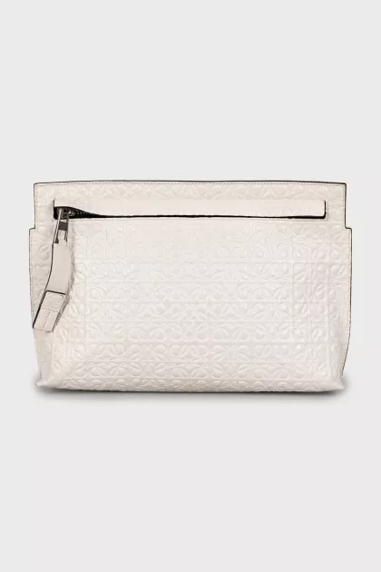 Leather clutch with embossed print
