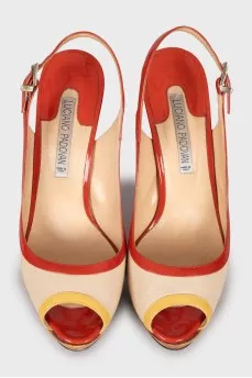 Combined leather sandals