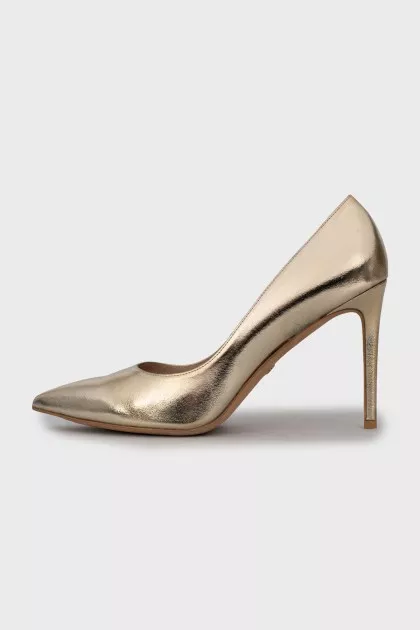 Gold Leather Stilettos
