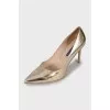 Gold Leather Stilettos
