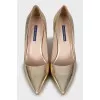 Gold Leather Stilettos