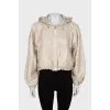 Cropped windbreaker with tag