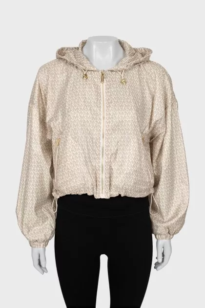 Cropped windbreaker with tag