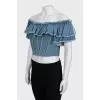 Denim top with tag