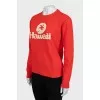Red sweatshirt with embossed print