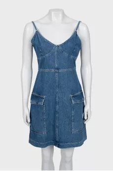 Denim dress with tag