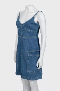 Denim dress with tag
