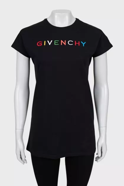 Straight-leg T-shirt with embroidered logo