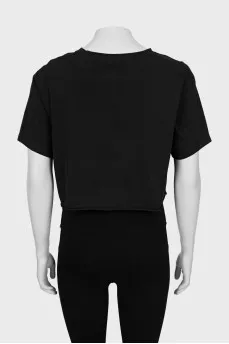 Crop T-shirt with signature print