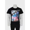 Men's black T-shirt with print