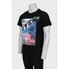 Men's black T-shirt with print