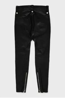 Leather trousers with silver hardware