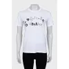 White T-shirt with embroidery and print