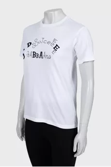 White T-shirt with embroidery and print