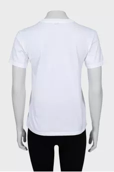 White T-shirt with embroidery and print