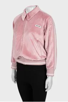Velor sports jacket with collar