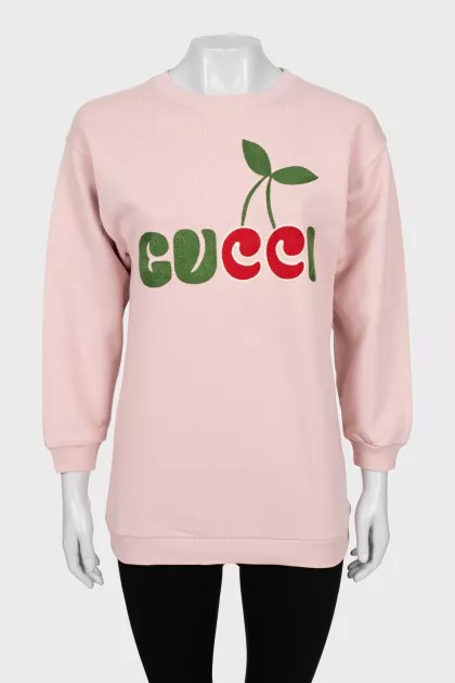Longline sweatshirt with embroidered print
