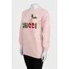 Longline sweatshirt with embroidered print