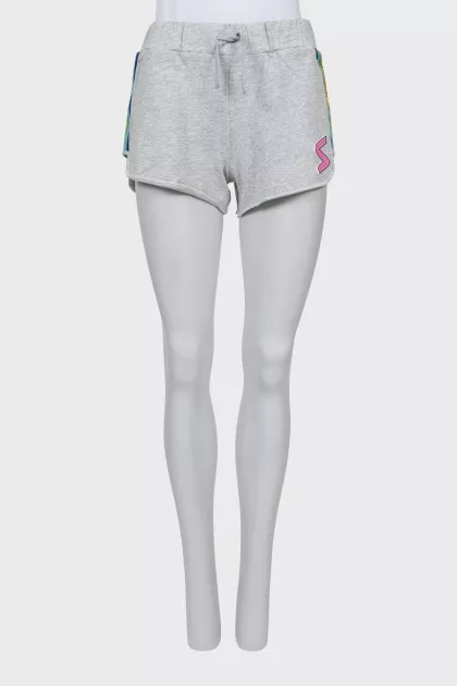 Gray shorts with stripes