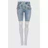 Lace-up denim shorts