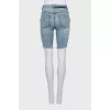 Lace-up denim shorts