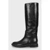 Leather boots decorated with rhinestones