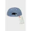 Denim cap with tag