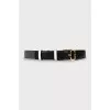 Two-tone belt with tag