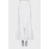 White godet skirt with front slit