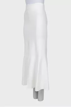 White godet skirt with front slit