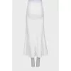 White godet skirt with front slit