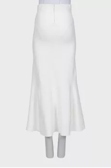 White godet skirt with front slit
