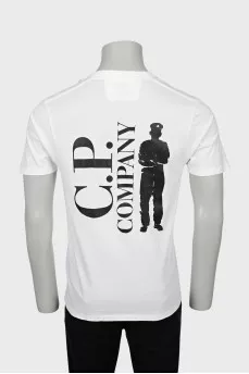 Men's white T-shirt with print on the back