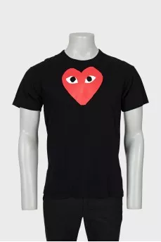 Men's black T-shirt with signature print