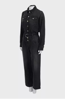 Button down denim overalls