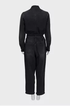 Button down denim overalls
