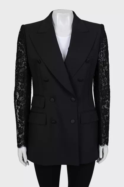 Fitted jacket with lace sleeves