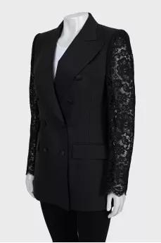Fitted jacket with lace sleeves